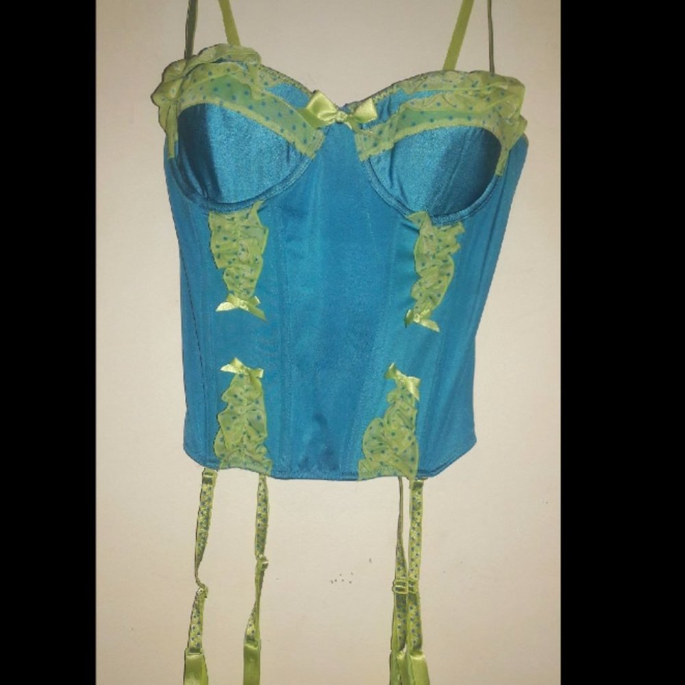 Victoria's Secret Sexy Little Things Y2K Blue and Green Corset Top